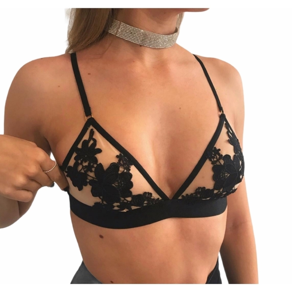 Emerald/Black Bralette From Wild Peach Fashion